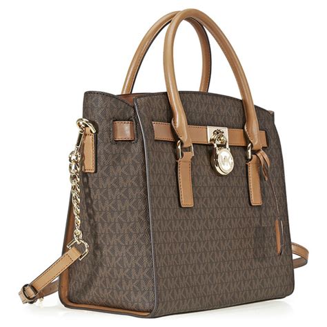 michael kors signature hamilton satchel brown|Michael Kors Hamilton legacy bag.